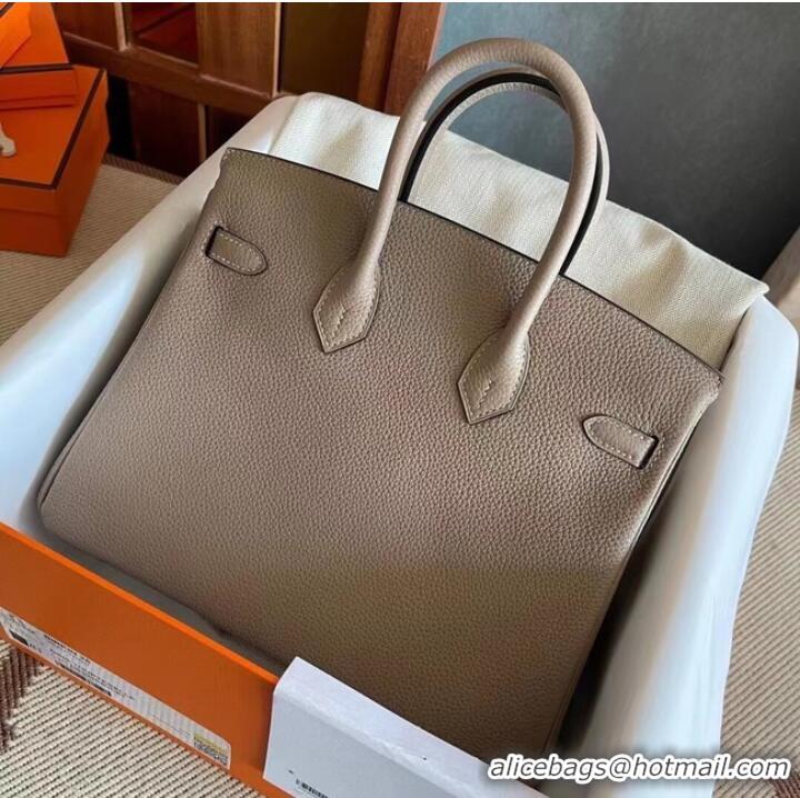 Well Crafted Hermes original Togo Leather HB25O light gray