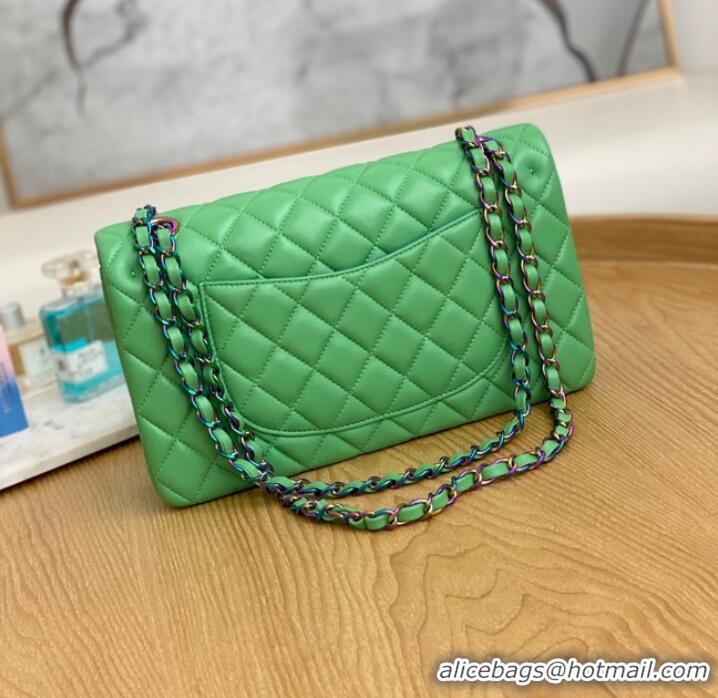 Luxurious Chanel Flap Mirage Lambskin Shoulder Bag AS1112 green