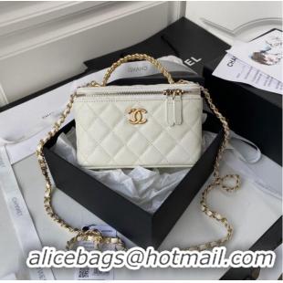 Luxury Classic CHANEL HANDBAG Gold-Tone Metal AP2805 WHITE