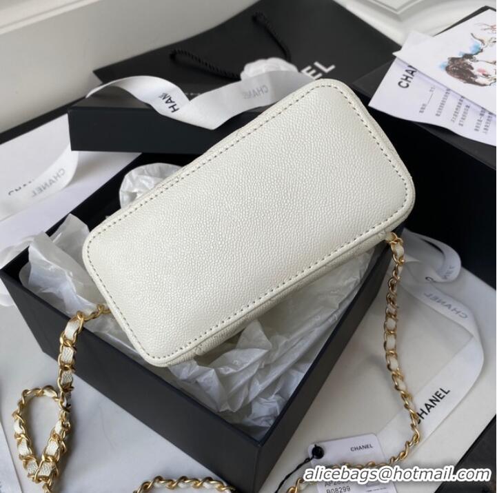 Luxury Classic CHANEL HANDBAG Gold-Tone Metal AP2805 WHITE