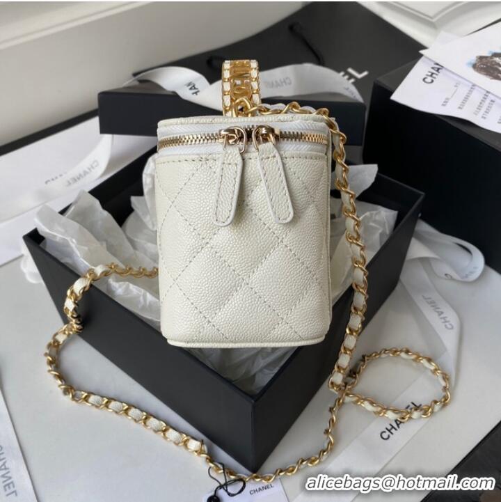 Luxury Classic CHANEL HANDBAG Gold-Tone Metal AP2805 WHITE