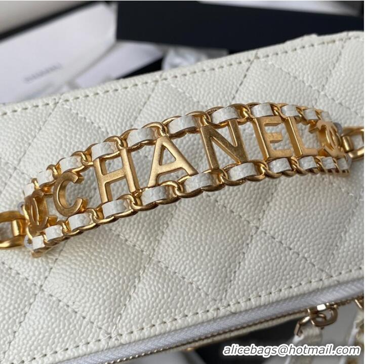 Luxury Classic CHANEL HANDBAG Gold-Tone Metal AP2805 WHITE