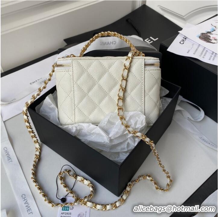 Luxury Classic CHANEL HANDBAG Gold-Tone Metal AP2805 WHITE