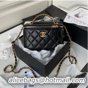 Good Looking CHANEL HANDBAG Gold-Tone Metal AP2805 black