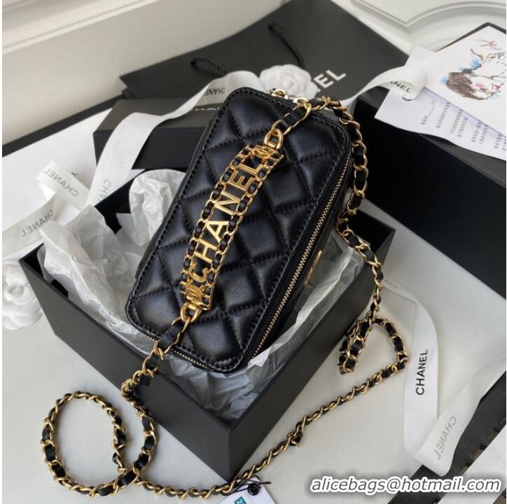 Good Looking CHANEL HANDBAG Gold-Tone Metal AP2805 black