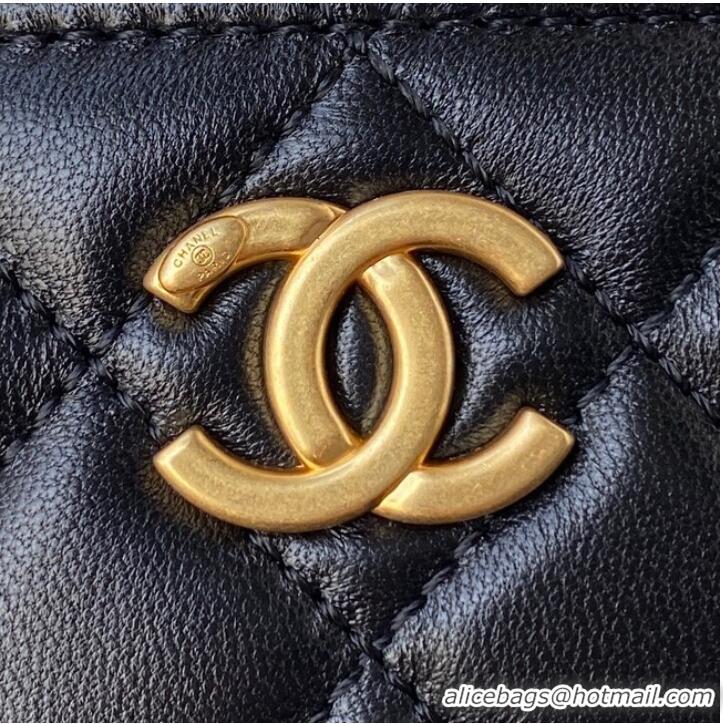 Good Looking CHANEL HANDBAG Gold-Tone Metal AP2805 black