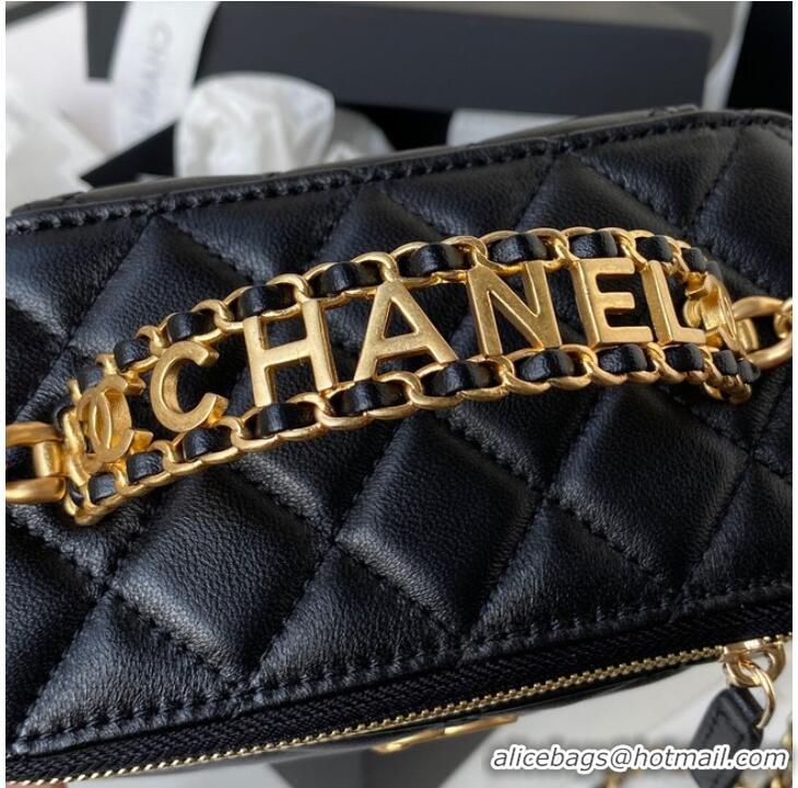 Good Looking CHANEL HANDBAG Gold-Tone Metal AP2805 black