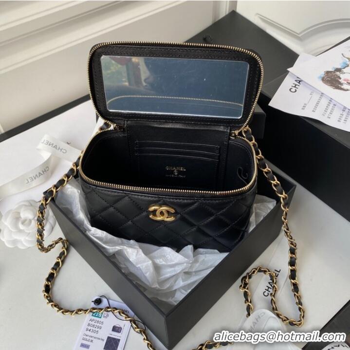 Good Looking CHANEL HANDBAG Gold-Tone Metal AP2805 black