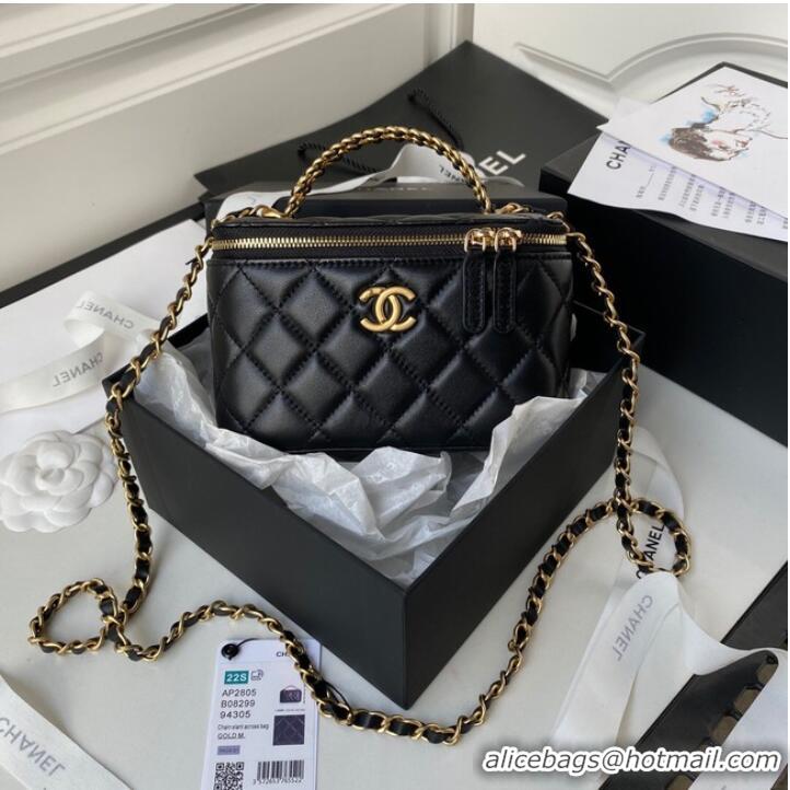 Good Looking CHANEL HANDBAG Gold-Tone Metal AP2805 black