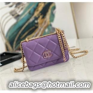 Reasonable Price Chanel Flap Lambskin small Shoulder Bag 81185 purple