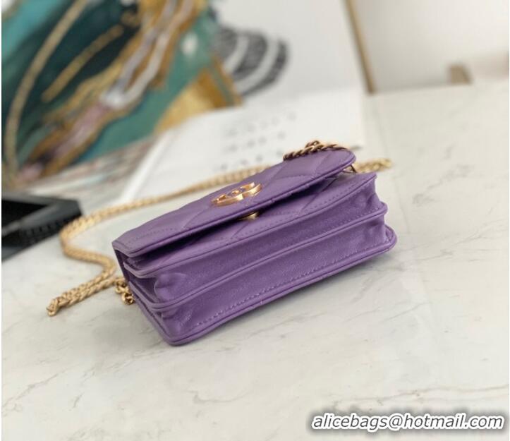 Reasonable Price Chanel Flap Lambskin small Shoulder Bag 81185 purple