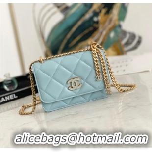 Buy Classic Chanel Flap Lambskin small Shoulder Bag 81185 light blue