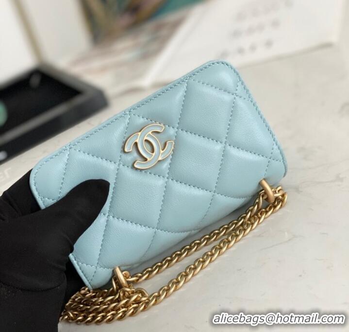 Buy Classic Chanel Flap Lambskin small Shoulder Bag 81185 light blue