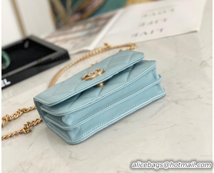 Buy Classic Chanel Flap Lambskin small Shoulder Bag 81185 light blue