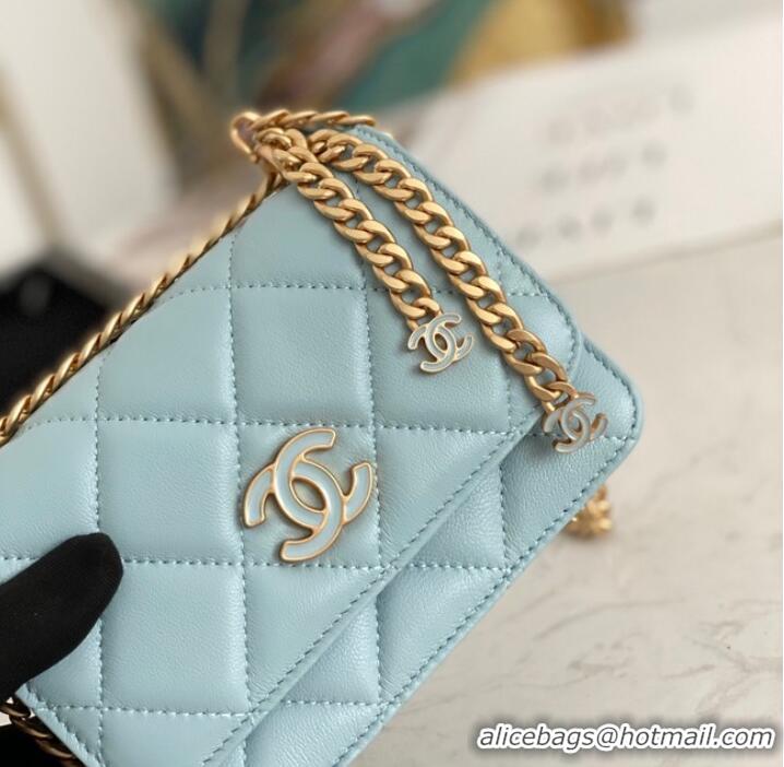 Buy Classic Chanel Flap Lambskin small Shoulder Bag 81185 light blue