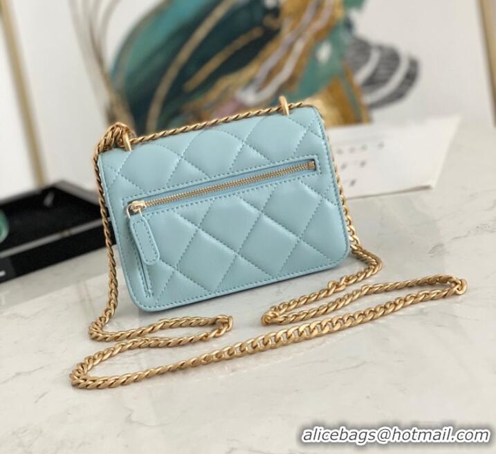 Buy Classic Chanel Flap Lambskin small Shoulder Bag 81185 light blue