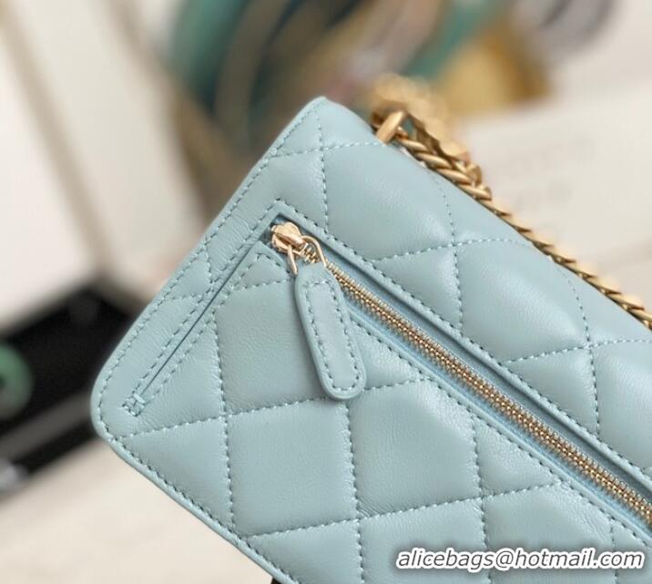 Buy Classic Chanel Flap Lambskin small Shoulder Bag 81185 light blue