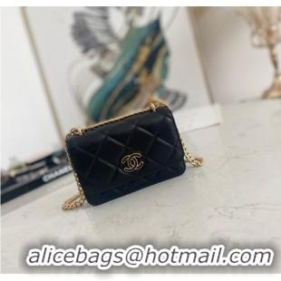 Pretty Style Chanel Flap Lambskin small Shoulder Bag 81185 black