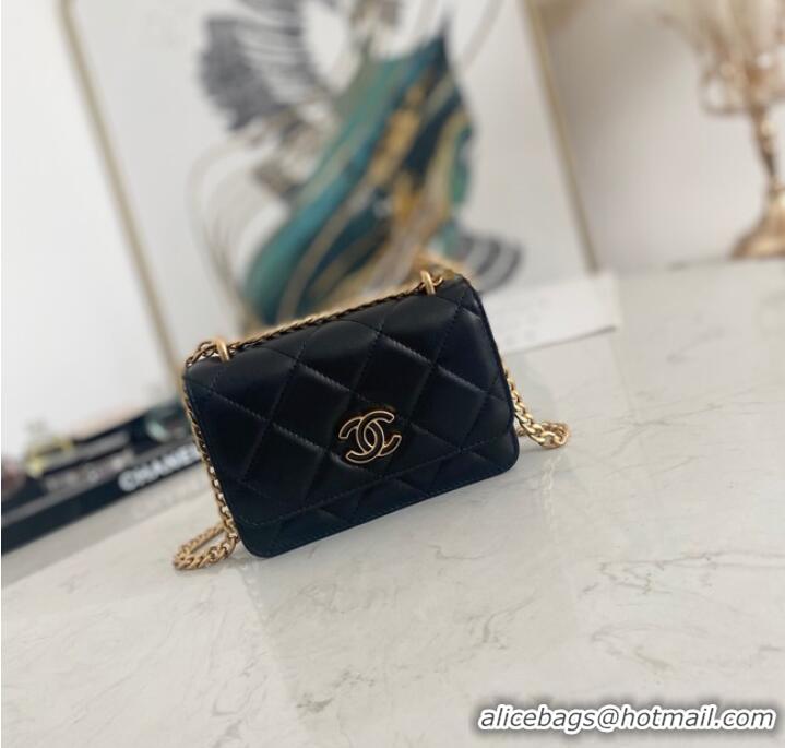 Pretty Style Chanel Flap Lambskin small Shoulder Bag 81185 black