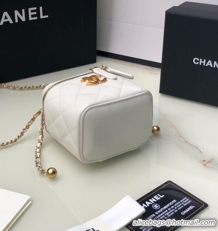 Top Quality Chanel mini Shoulder Bag Lambskin & Gold-Tone Metal AP2292 white