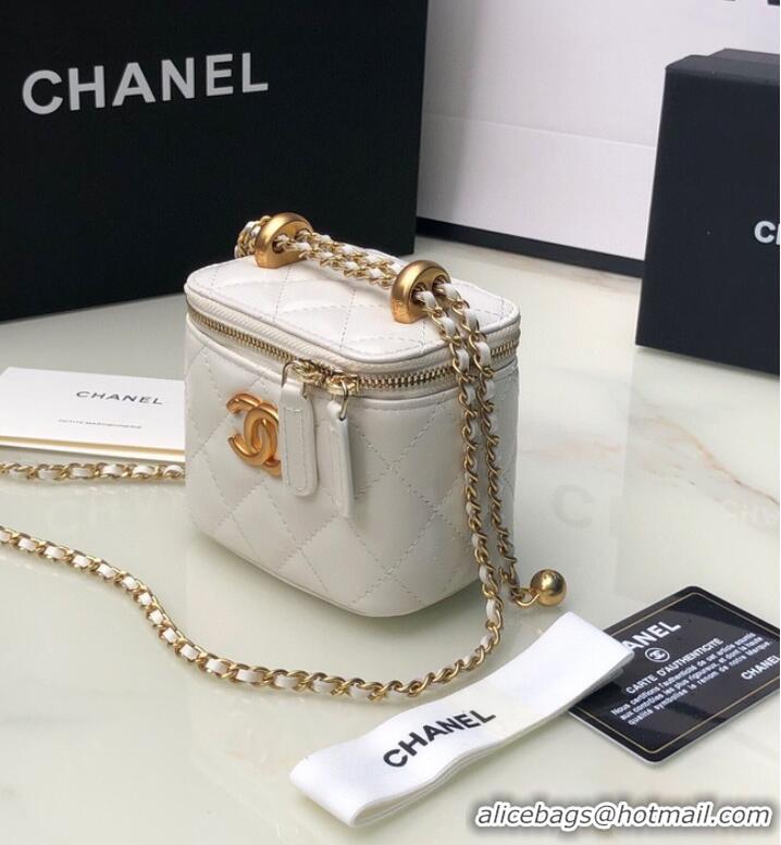 Top Quality Chanel mini Shoulder Bag Lambskin & Gold-Tone Metal AP2292 white