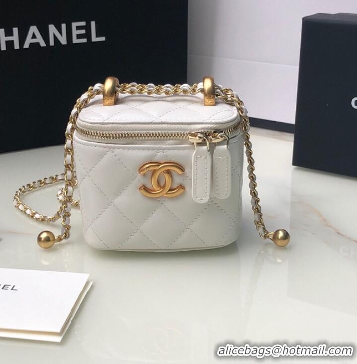 Top Quality Chanel mini Shoulder Bag Lambskin & Gold-Tone Metal AP2292 white