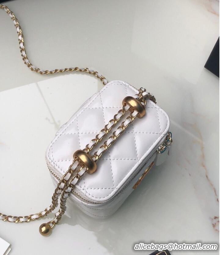 Top Quality Chanel mini Shoulder Bag Lambskin & Gold-Tone Metal AP2292 white