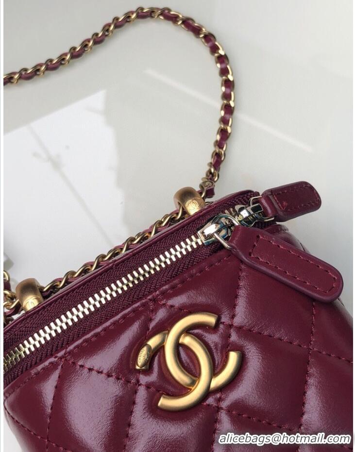 Top Grade Chanel mini Shoulder Bag Lambskin & Gold-Tone Metal AP2292 Burgundy