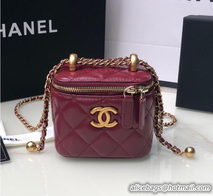 Top Grade Chanel mini Shoulder Bag Lambskin & Gold-Tone Metal AP2292 Burgundy