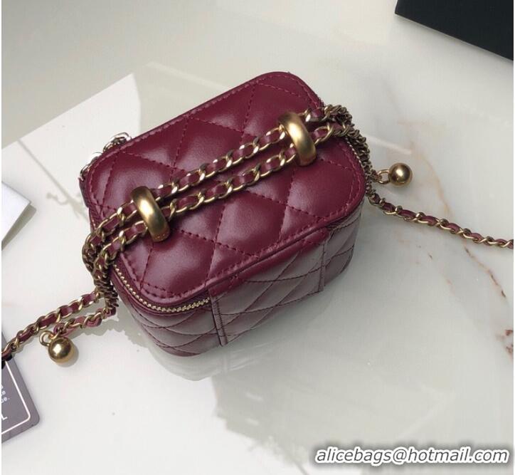 Top Grade Chanel mini Shoulder Bag Lambskin & Gold-Tone Metal AP2292 Burgundy