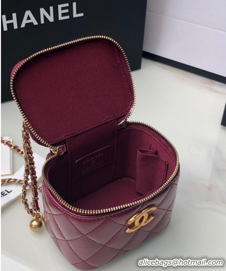 Top Grade Chanel mini Shoulder Bag Lambskin & Gold-Tone Metal AP2292 Burgundy