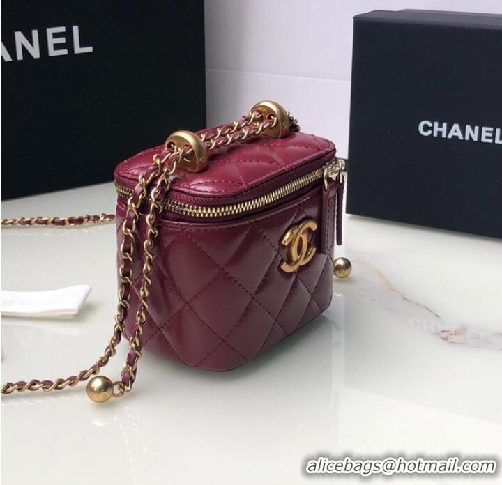 Top Grade Chanel mini Shoulder Bag Lambskin & Gold-Tone Metal AP2292 Burgundy