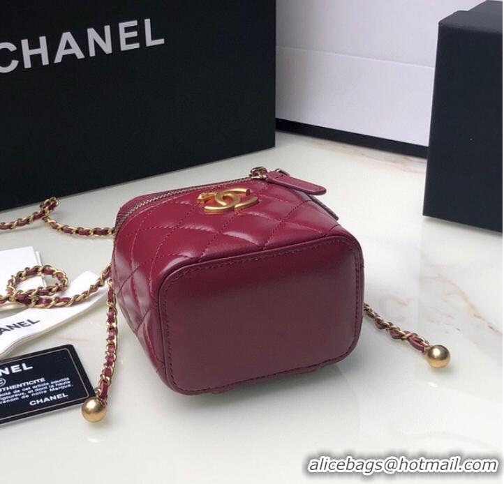 Top Grade Chanel mini Shoulder Bag Lambskin & Gold-Tone Metal AP2292 Burgundy