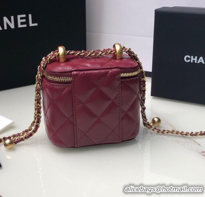 Top Grade Chanel mini Shoulder Bag Lambskin & Gold-Tone Metal AP2292 Burgundy