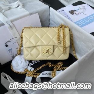 Hot Style Chanel Flap Lambskin mini Shoulder Bag AS3113 light yellow