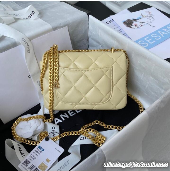 Hot Style Chanel Flap Lambskin mini Shoulder Bag AS3113 light yellow