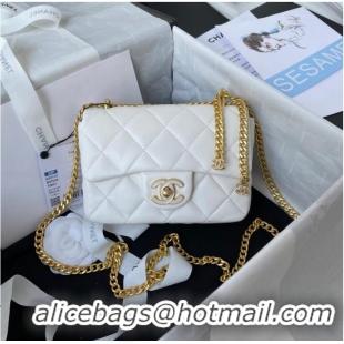 Grade Classic Chanel Flap Lambskin mini Shoulder Bag AS3113 white