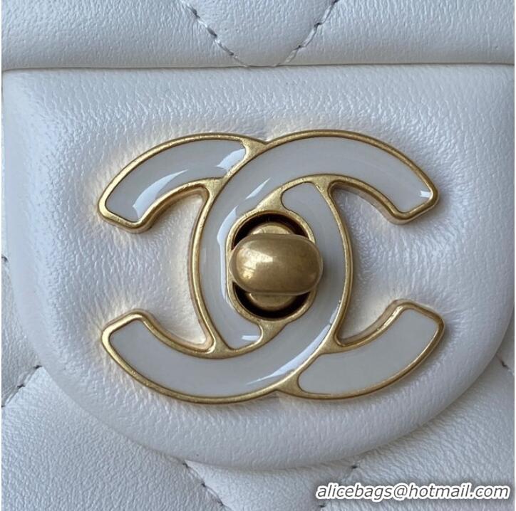 Grade Classic Chanel Flap Lambskin mini Shoulder Bag AS3113 white