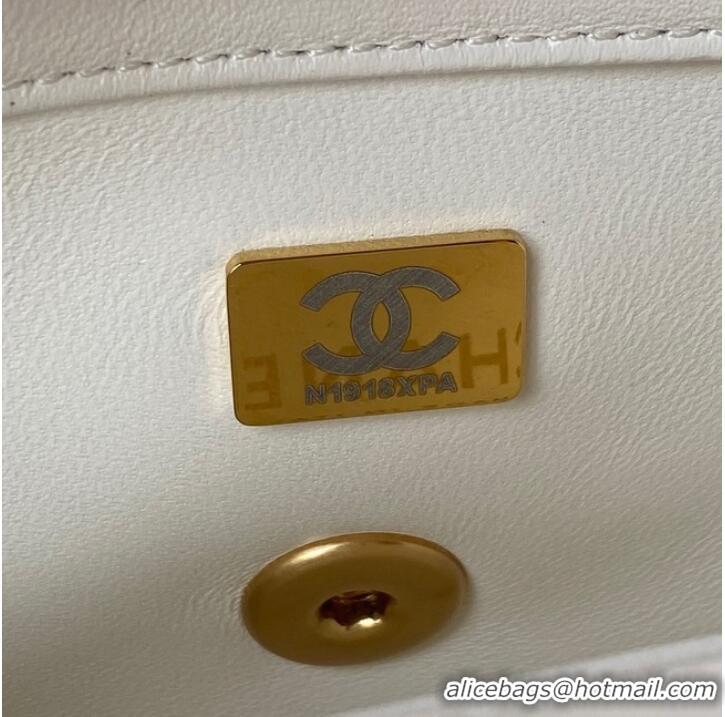 Grade Classic Chanel Flap Lambskin mini Shoulder Bag AS3113 white