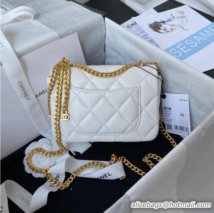 Grade Classic Chanel Flap Lambskin mini Shoulder Bag AS3113 white