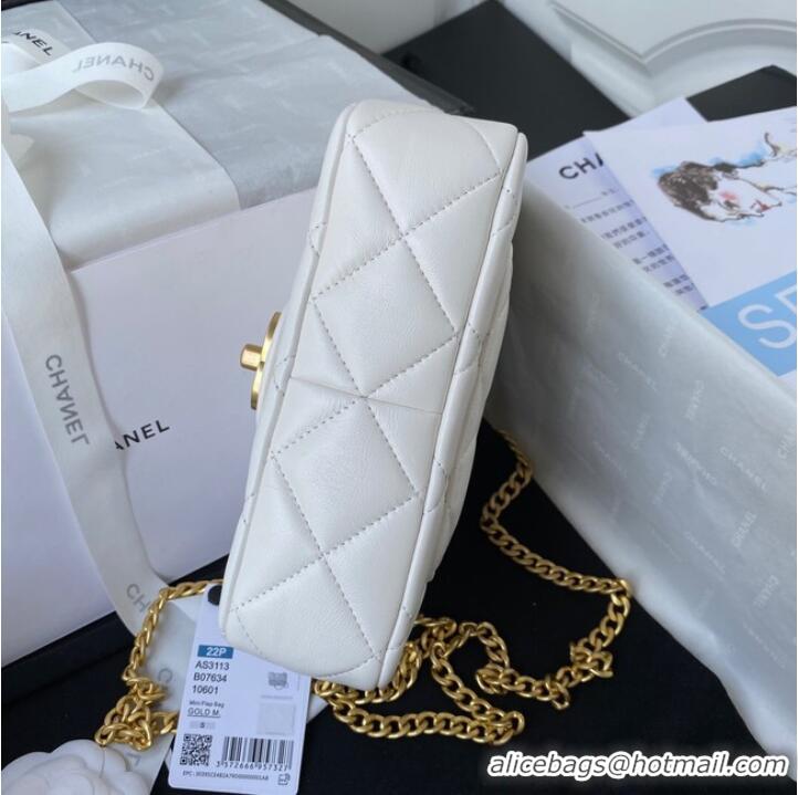 Grade Classic Chanel Flap Lambskin mini Shoulder Bag AS3113 white