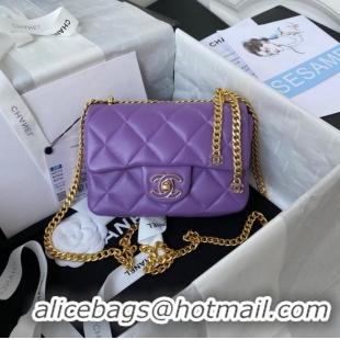 Affordable Price Chanel Flap Lambskin mini Shoulder Bag AS3113 purple