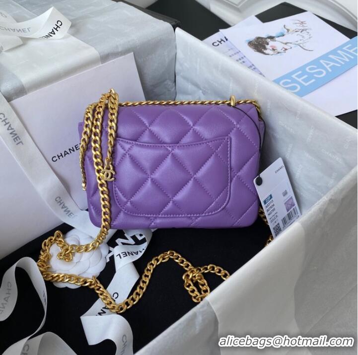 Affordable Price Chanel Flap Lambskin mini Shoulder Bag AS3113 purple