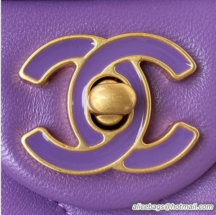 Affordable Price Chanel Flap Lambskin mini Shoulder Bag AS3113 purple