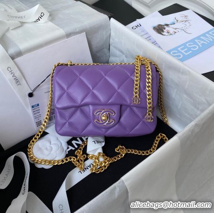 Affordable Price Chanel Flap Lambskin mini Shoulder Bag AS3113 purple