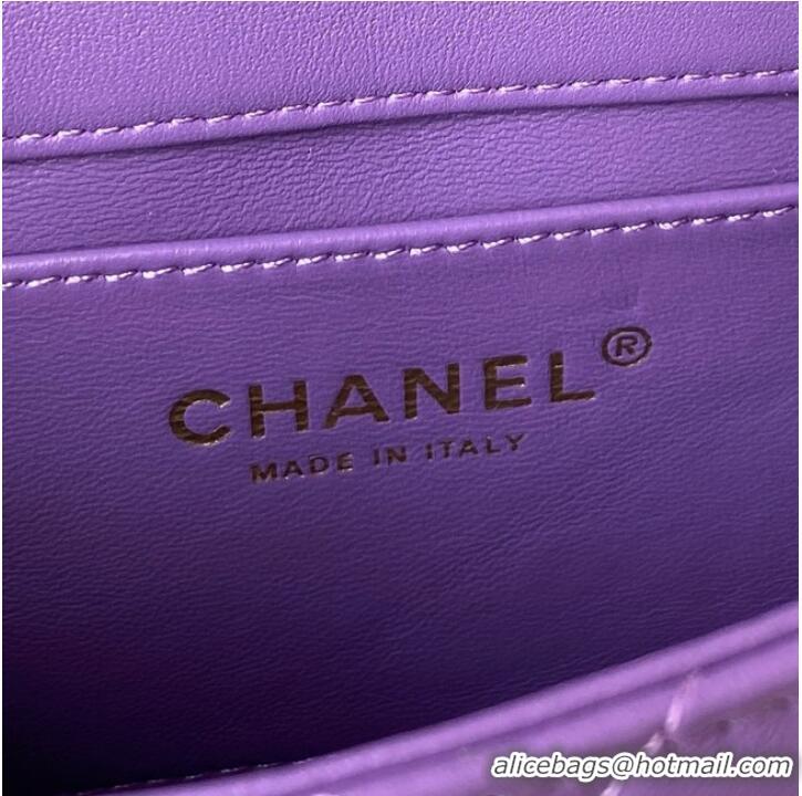 Affordable Price Chanel Flap Lambskin mini Shoulder Bag AS3113 purple