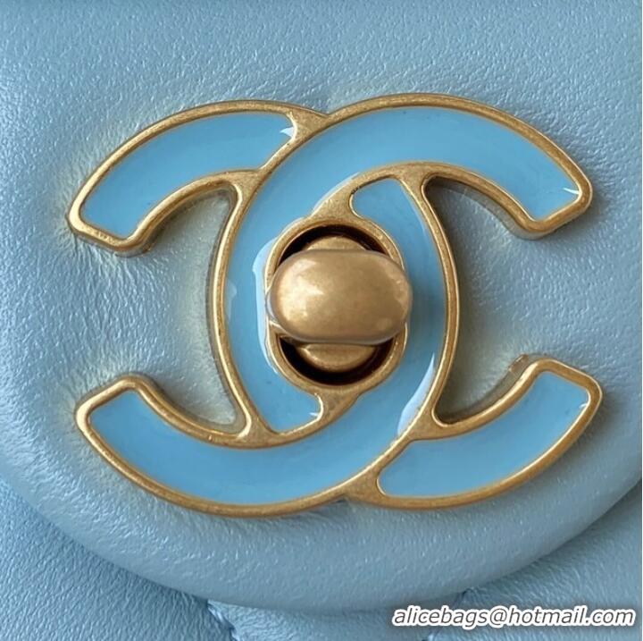 New Cheap Chanel Flap Lambskin mini Shoulder Bag AS3113 sky blue