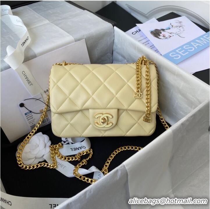 New Cheap Chanel Flap Lambskin small Shoulder Bag AS3114 light yellow