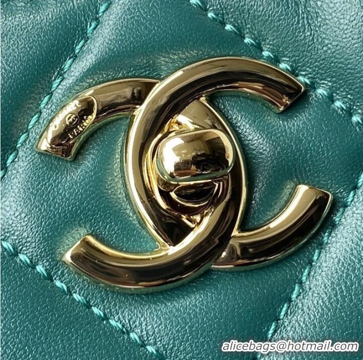 Cheapest Chanel Shoulder Bag Lambskin & light Gold-Tone Metal AS3153 blue