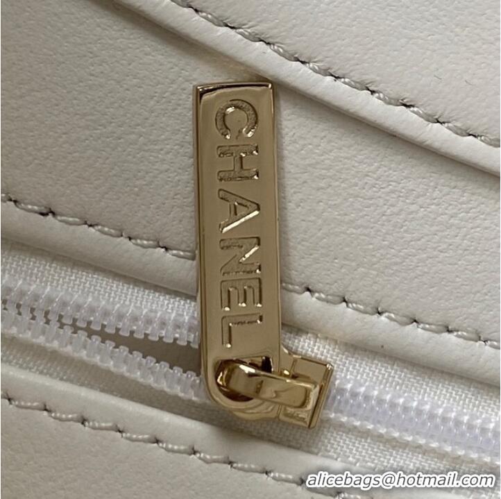 Top Quality Chanel Shoulder Bag Lambskin & light Gold-Tone Metal AS3153 white